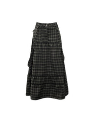 christmas outfit JazzHer Women's Plaid A-line Skirt Vintage 90s Aesthetic Y2k Long Skirts Harajuku Korean Skirts 2000s Female Fashion Clothes Summer 2025