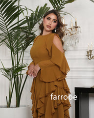 JazzHer Customized Classic Jersey Pleat O-Neck Midi Dresses Cocktail Dresses Exquisite Modern Style Pastrol Unisex Chinese Style Formal (PRE-ORDER)