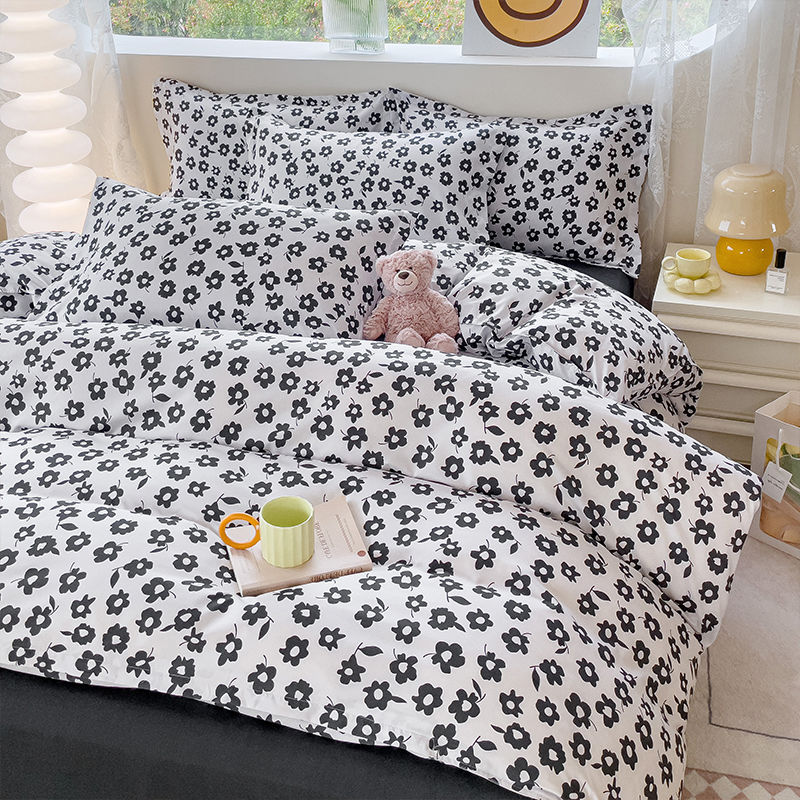 JazzHer Fashion Duvet Cover Set Korean Ins Style 2024 New Flat Sheet Pillowcase No Filler Kids Adult Bedding Kit Twin Queen Bed Linen