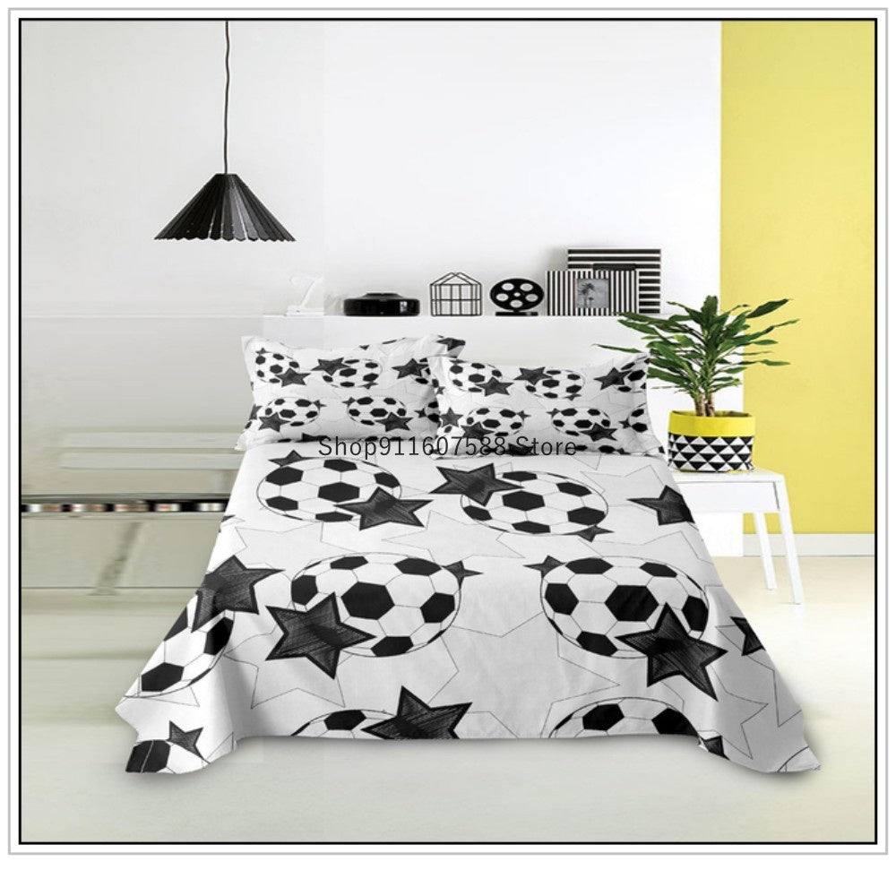 JazzHer Kids Football Bed Sheet Set Sport Game Soccer Printing Bedding ForBoys Soft Polyester Bed Flat Sheet With Pillowcase