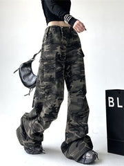 christmas outfit JazzHer Women's Baggy Camouflage Cargo Jeans Harajuku Oversize Denim Trousers Y2k Vintage Japanese 2000s Style Jean Pants Trashy Clothes