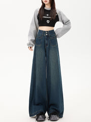 christmas outfit JazzHer Women Dark Blue Baggy Jeans Harajuku Oversize Denim Trousers Japanese 2000s Style Y2k Vintage Jean Pants Trashy Fashion Clothes