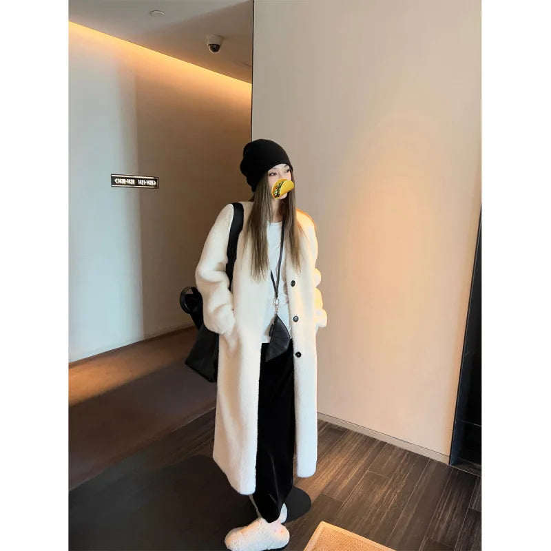 cold weather outfits JazzHer 2024 New Thickened Idle Style Women's Long Eco-Friendly Mink Fur Jacket Overcoat From China Mainland True Leather Fur