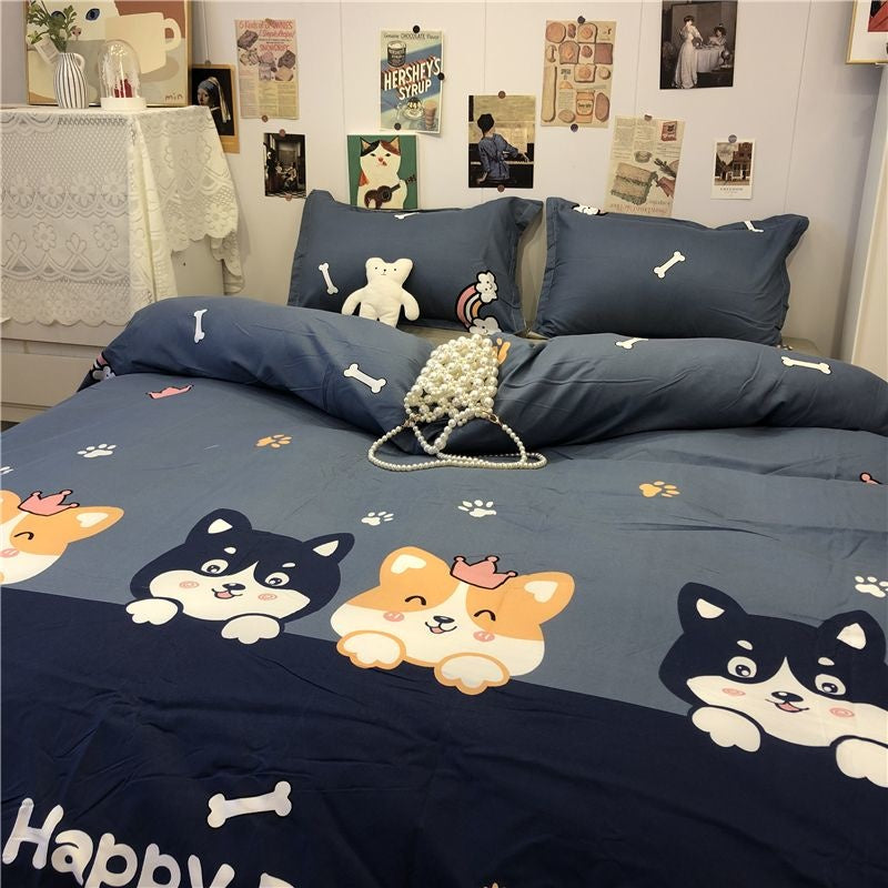 JazzHer Ins Style Fashion Butterfly Bedding Set For Girls Boys Double Size Flat Sheet Duvet Cover Pillowcase Bed Linen Home Textile