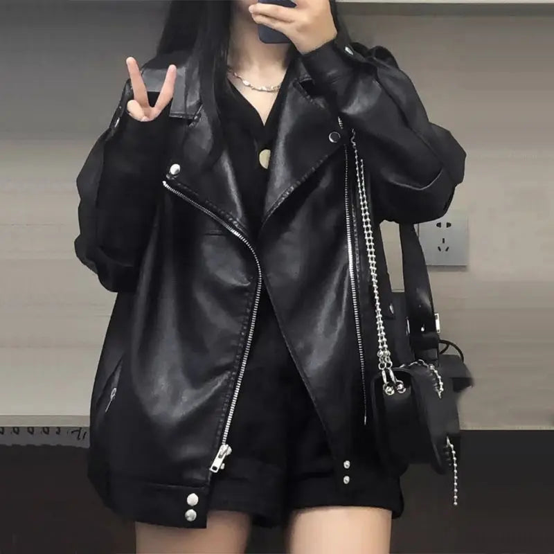 cold weather outfits JazzHer Maillard Leather Jacket Women's Autumn/winter Motorcycle Crop Top Black Cotton Thickened Vest Petite Size Fashion