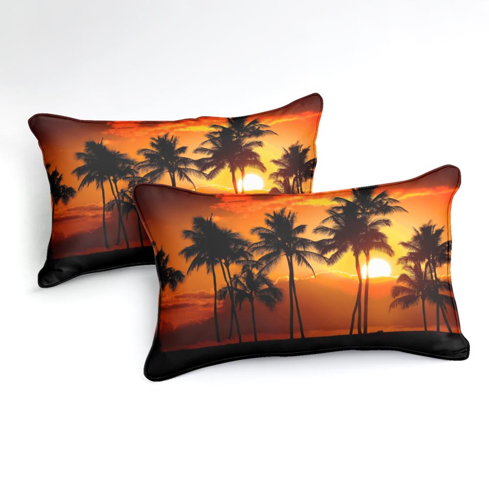 JazzHer Coconut Palm Tree Bedding Set Tropical Plant Home Textile Black White Duvet Cover Set Palm Leaves Bedclothe Tropic Bed Linen