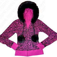 JazzHer Y2k American fashion leopard print collar women's slim-fit long sleeve zipper hoodie jacket Street clothing clothes mood jumper