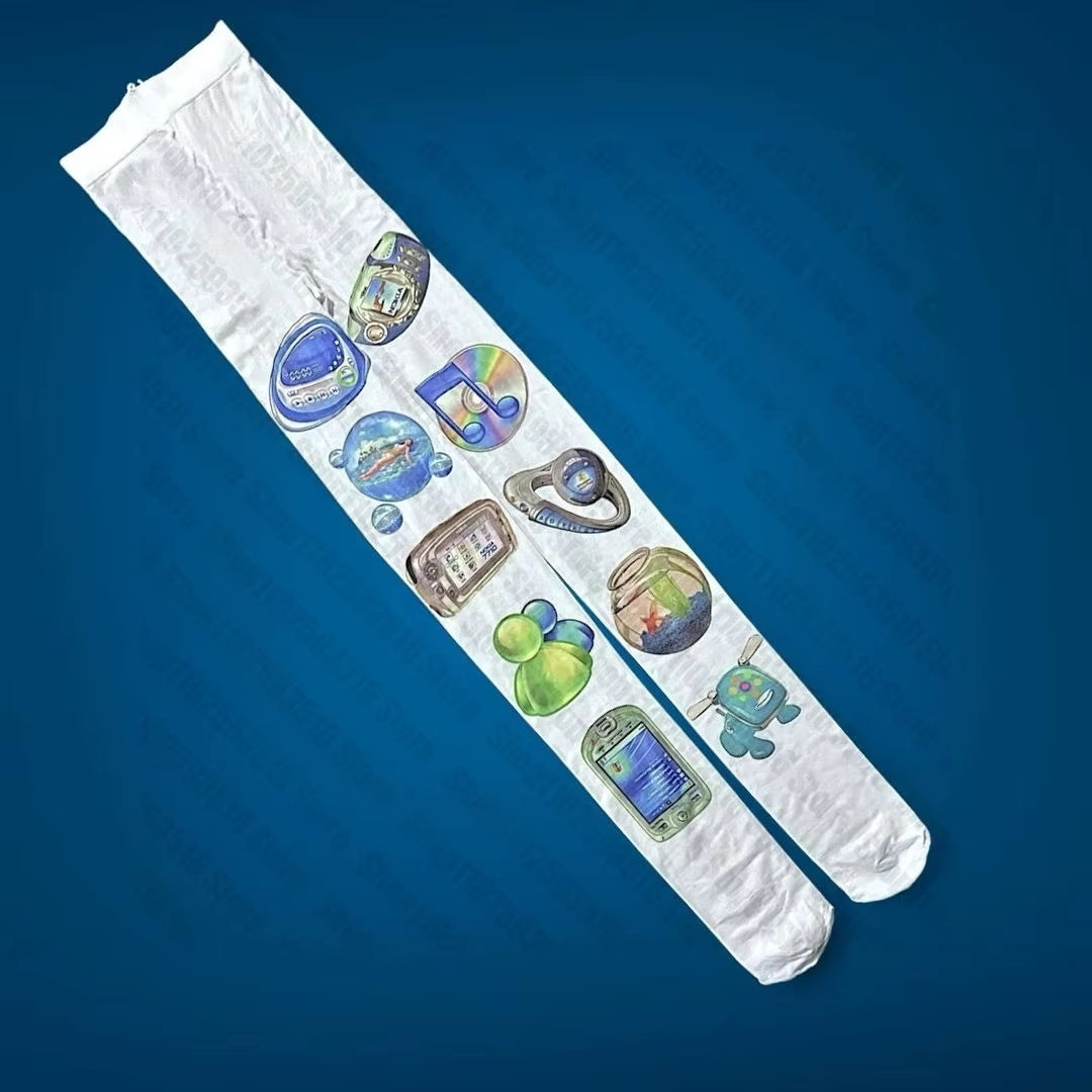 JazzHer Sexy Stockings Stockings for Women Goth Knee High Socks Pantyhose Harajuku Punk Long Socks Woman Fetish Tights Lolita Emo Shoopy