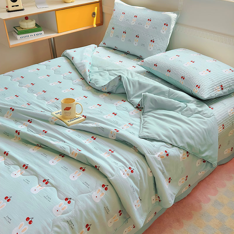 JazzHer 2024 New Summer Water Washed Glutinous Cotton Summer Bedding Cover Set of Four Pieces