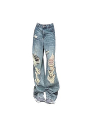 christmas outfit JazzHer Women's Y2k Ripped Jeans Baggy Harajuku 2000s Trashy 90s Aesthetic Denim Trousers Streetwear Oversize Jean Pants Vintage Clothes