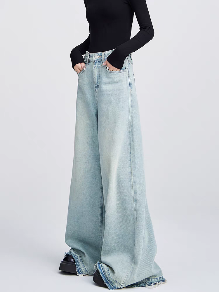 christmas outfit JazzHer Women's Light Blue Y2k Baggy Jeans Harajuku Oversize Denim Trousers Japanese 2000s Style Jean Pants Vintage Trashy Clothes 2025