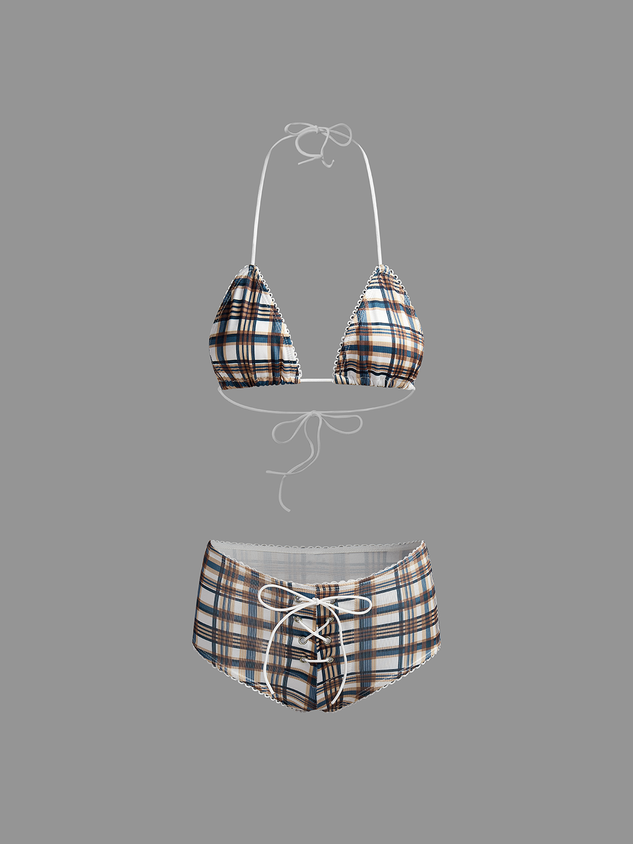 JazzHer 2024 New Plaid Jersey Sexy Bikini With Cover Up