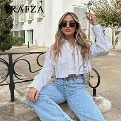 cold weather outfits JazzHer 2024 Spring Casual Women Short Shirts Fashion Streetwear Solid Pockets Turn Down Collar Single Breasted Chic Short Shirts