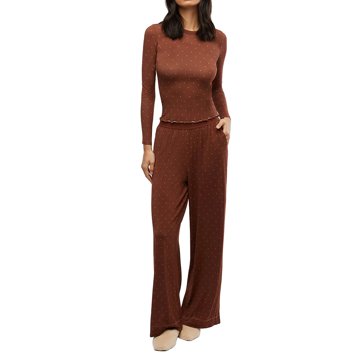 thanksgiving outfit JazzHer Women 2 Piece Sweater Outfit Set Long Sleeve Pullover Knit Lounge Set Knit Wide Leg Pants Tacksuit Loungewear