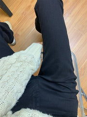 JazzHer Vintage Black Thick Women Jeans Autumn Winter New Slim High Waist Flared Pants Korean Fashion Harajuku Streetwear Denim Trousers