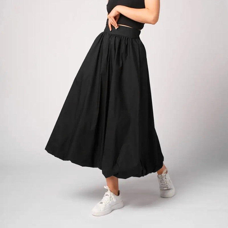 JazzHer Ladies Elegant Vintage Long Pleated Skirts Women High Waist A Line Office Lady Women Skirt Casual Loose Skirt Female Clothes