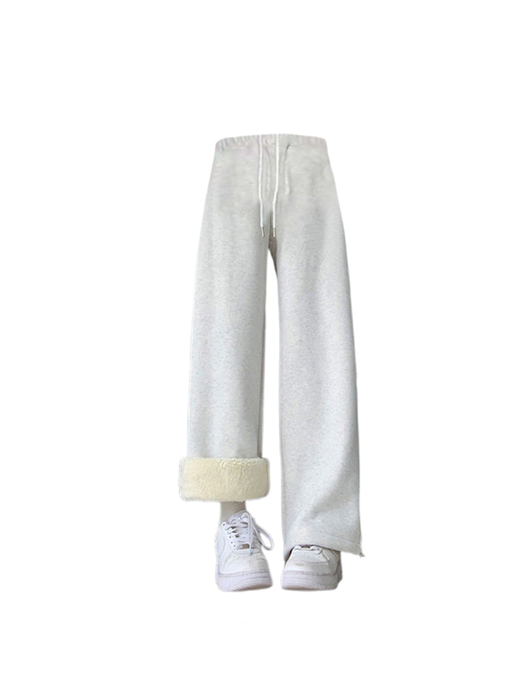 christmas outfit JazzHer Women's Grey Plush Pants Baggy Vintage Harajuku Y2k 90s Retro Oversize Sweatpants High Waist Wide Jogger Trousers 2000s Clothes