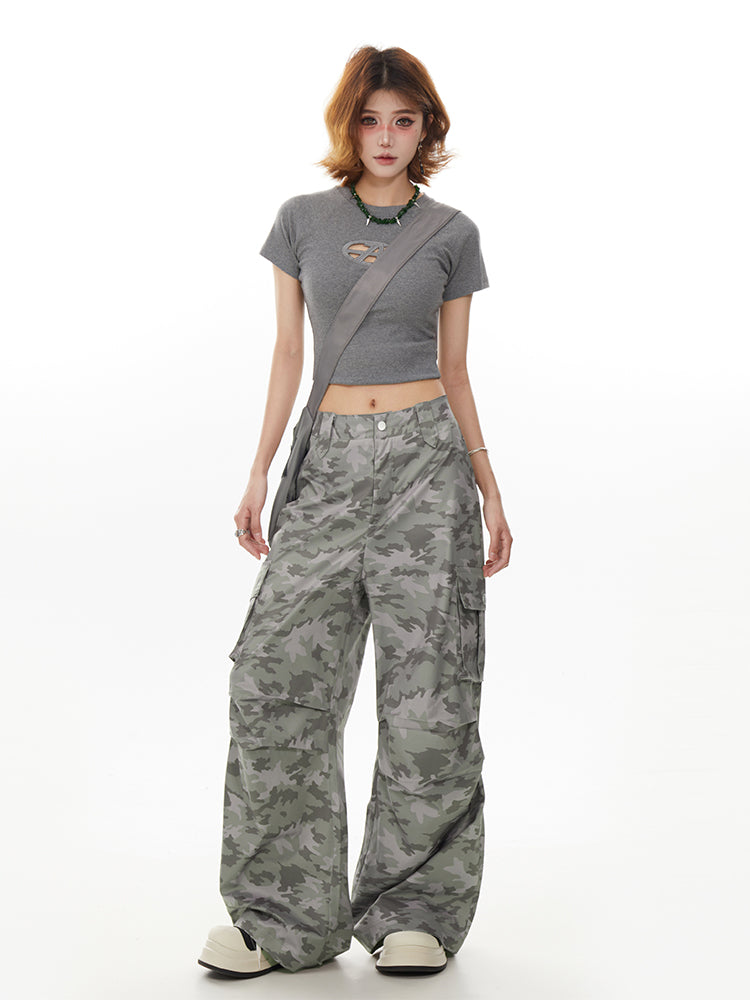 christmas outfit JazzHer Women's Camouflage Cargo Pants Baggy Aesthetic Parachute Pants Harajuku Japanese 2000s Style Y2k Vintage Trousers Trashy Clothes