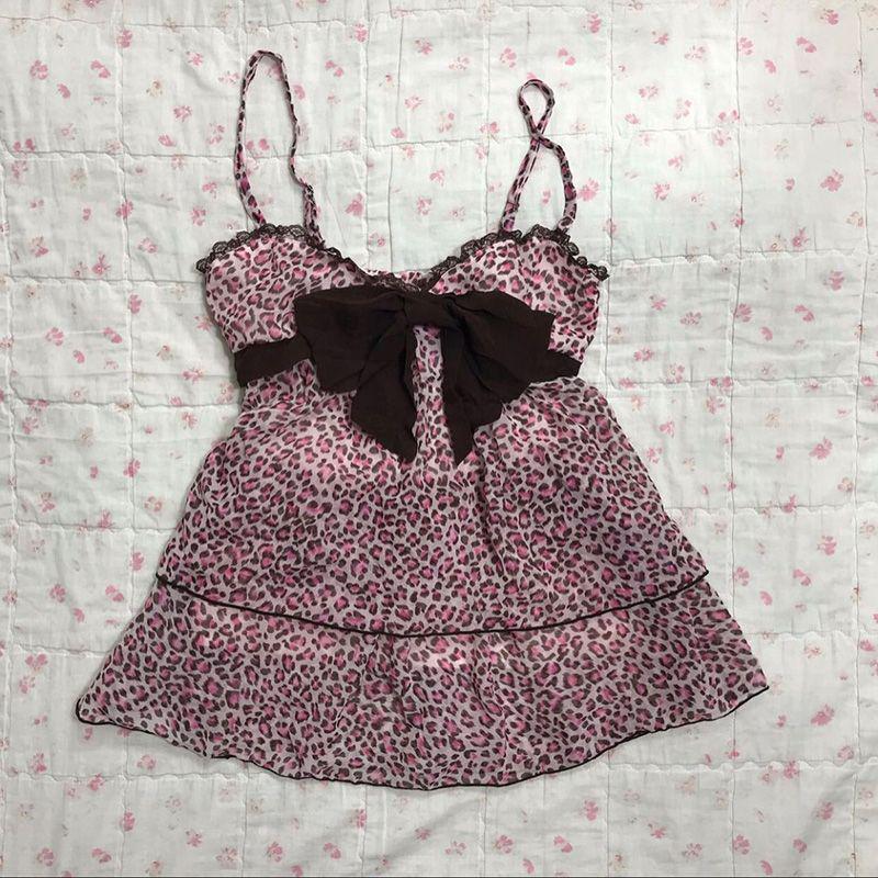 JazzHer Y2K Harajuku Print Lace Patchwork Camisole Sweet Bow Spaghetti Strap Fashion Girl's Tank Top rock Casual Cute Vest Summer Outfit