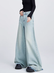 christmas outfit JazzHer Women's Light Blue Y2k Baggy Jeans Harajuku Oversize Denim Trousers Japanese 2000s Style Jean Pants Vintage Trashy Clothes 2025