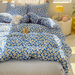 JazzHer Bedding Set Floral Style Duvet Cover Pillowcase and Bedsheet Home Bed Linen Set Single/Queen Size Bedclothes