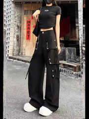 christmas outfit JazzHer Women's Black Gothic Y2k Cargo Pants Harajuku Aesthetic Pants Japanese 2000s Style Vintage Trousers Fashion Emo Trashy Clothes