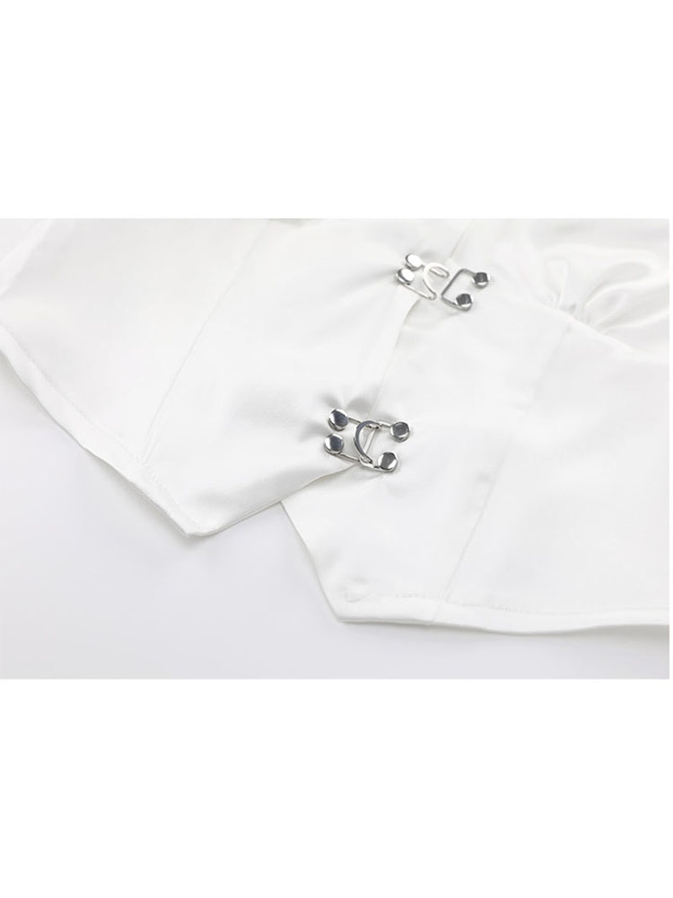 christmas outfit JazzHer Women's White Shirt Vintage Long Sleeve Single Breasted Loose Office Ladies Female Elegant Slim All-match Blouses Chic Top Short