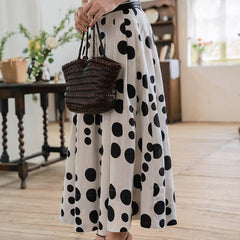 Jazzher Black And White Polka Dot Long Skirt