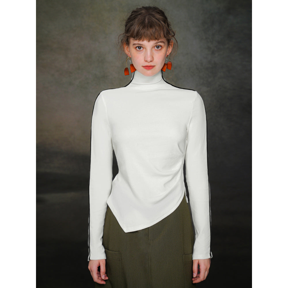 JazzHer 2024 Fall Fashion Asymmetric Turtleneck Sweater