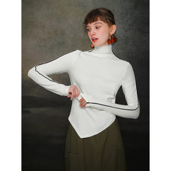 JazzHer 2024 Fall Fashion Asymmetric Turtleneck Sweater