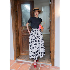 Jazzher Black And White Polka Dot Long Skirt