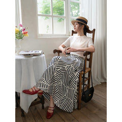 Jazzher Black And White Geometric Pattern Large Swing Skirt