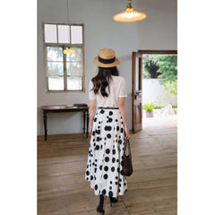 Jazzher Black And White Polka Dot Long Skirt