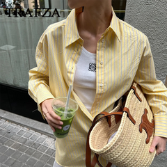 cold weather outfits JazzHer 2024 Spring Summer Casual Striped Women Shirts Fashion Vintage Turn-down Collar Single Breasted Thin Ladies Shirts