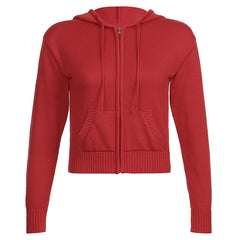 JazzHer Slim Zipper Casual Hooded Sweater