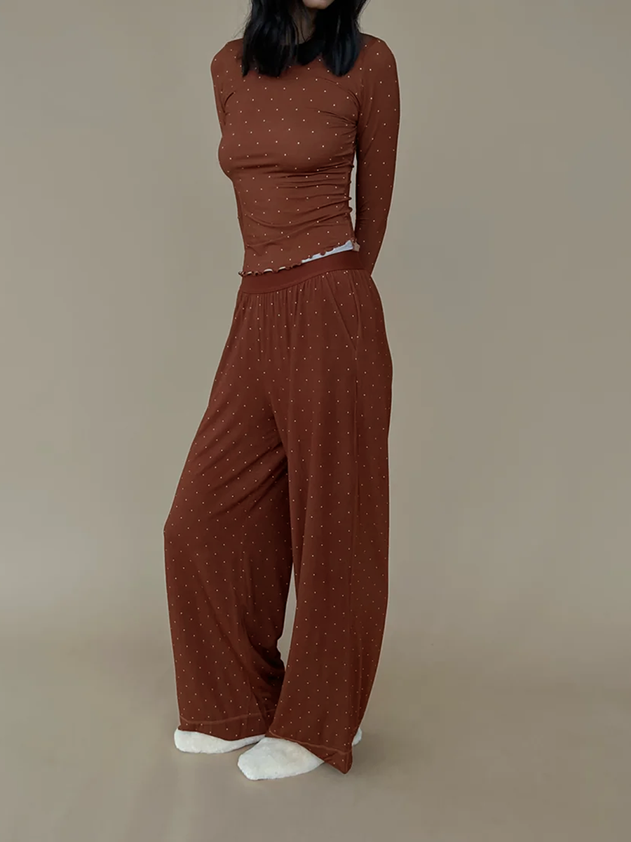 thanksgiving outfit JazzHer Women 2 Piece Sweater Outfit Set Long Sleeve Pullover Knit Lounge Set Knit Wide Leg Pants Tacksuit Loungewear