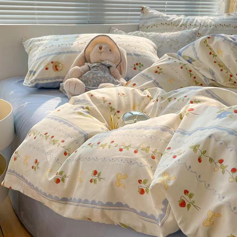 JazzHer Cute Cartoon Bedding Set Kids Adult Favorite Duvet Cover Pillowcase Bed Sheet Single Full Size Queen Girls Boys Bed Linens