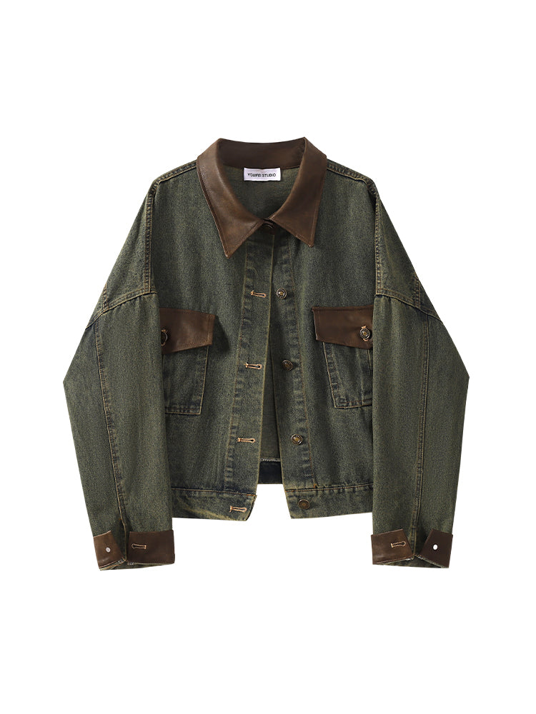 christmas outfit JazzHer Women's Patchwork Denim Jacket Outerwear 90s Vintage Oversize Long Sleeve Jean Jacket Harajuku Korean Y2k 2000s Fashion Clothes