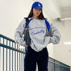 JazzHer Contrast Letter Graphic Pullover Sweatshirt