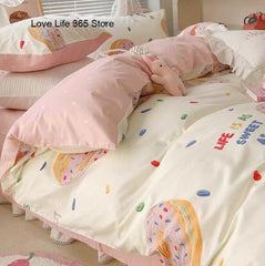 JazzHer Doughnut Soft And Cute Donut Bedding Set Ins Linen And Duvet Cover With Pillowcases Single Double Full Size For Kids Adults