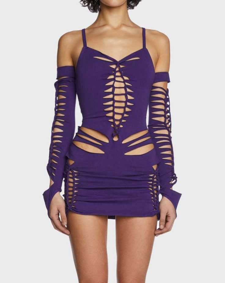 JazzHer Cut Out Mini Dress With Sleeves