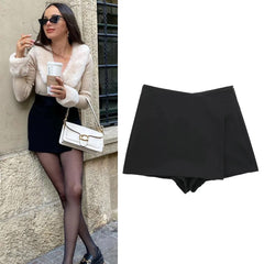 JazzHer Ladies Fashion High Waist Shorts Skirts Woman Spring Summer Asymmetric Shorts Skirts Black Mini Skirt Shorts Woman Shorts Female