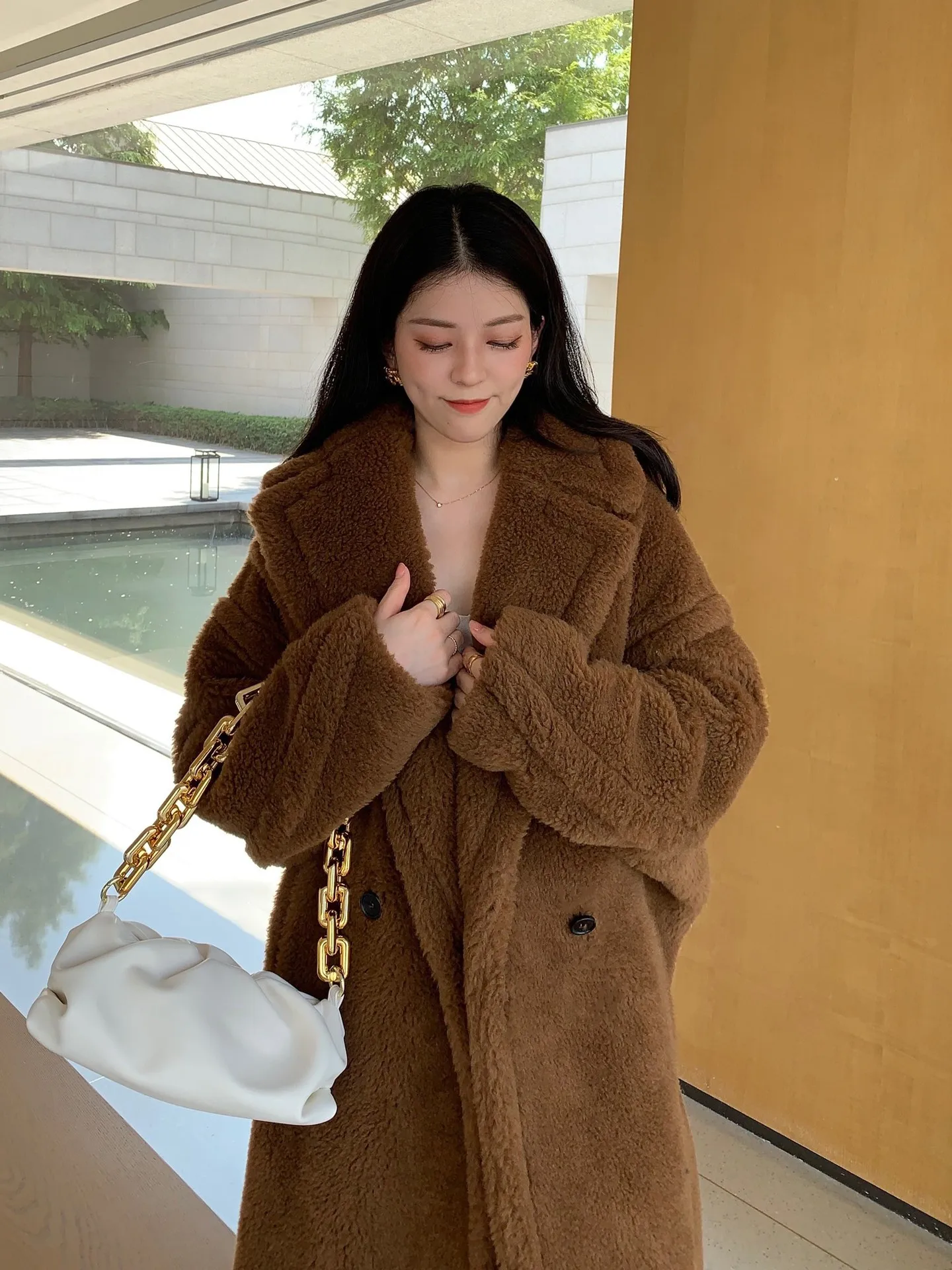 cold weather outfits JazzHer 2024 New Women's Fashionable Loose-fit Extended Teddy Bear Coat Thickened Warm Leather Jacket Autumn/winter