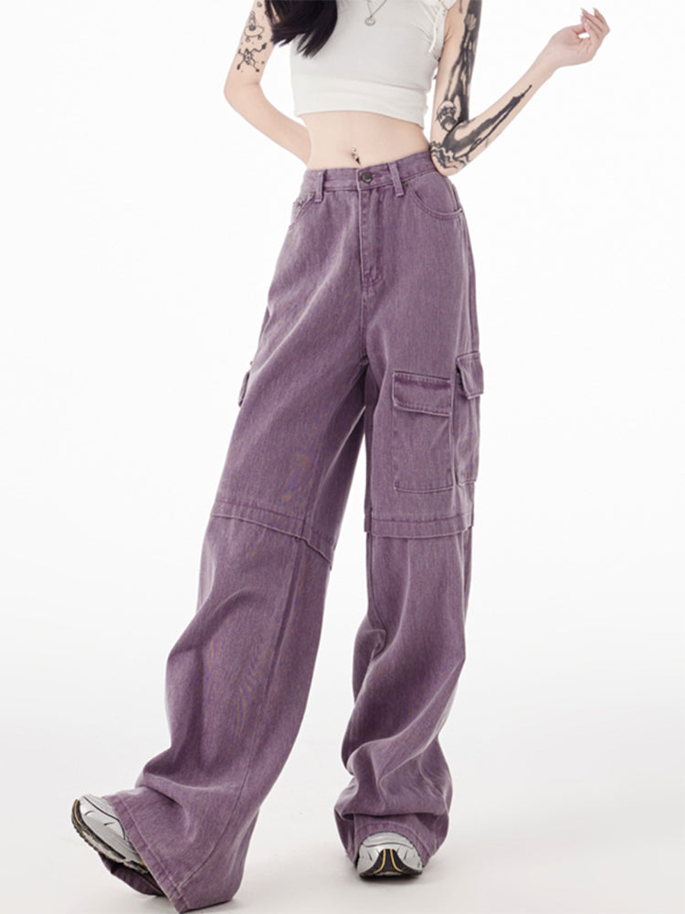 christmas outfit JazzHer Women's Vintage Purple Jeans Baggy High Waist Denim Trouser Korean 90s 2000s Y2k Punk Harajuku Aesthetic Wide Leg Pants Clothes