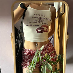 JazzHer Streetwear Gothic women's Sleeveless Camisole Slim Sexy Hip Hop Punk Chic Aesthetic Fashion Casual Y2K Emo Girls Rock Grunge Top