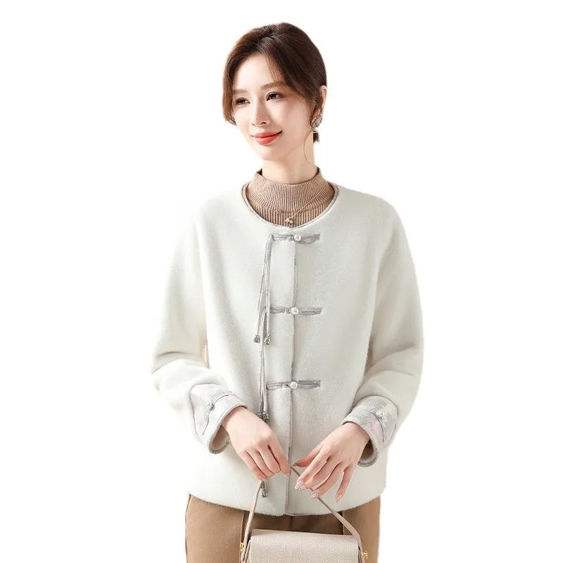 cold weather outfits JazzHer Autumn/Winter Thickened Warm Mink Jacket For Middle-Aged And Elderly Women's Clothing Traditional Chinese Style Leather Integrat