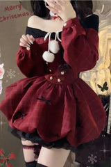 JazzHer 2025 Spring Christmas Red Elegant Party Dress Women Casual Sweet Plaid Bow Dresses Female Korean Fashion Chic Kawaii Mini Dress