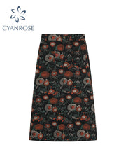 christmas outfit JazzHer Women Y2k A-line Floral Print Skirt Vintage Aesthetic Long Skirt Harajuku Korean Oversize Skirt 2000s Fashion Emo Clothes Summer