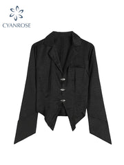 christmas outfit JazzHer Women Shirts Black Turn-down Collar Long Sleeve Loose Vintage Blouses Female Elegant Office Ladies Chic Jacquard Tunic Shirt Top