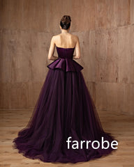 JazzHer Customized Fashion Net Pleat A-line Strapless Long Dresses Bespoke Occasion Dresses Classic Exquisite Modern Style Pastrol Chine (PRE-ORDER)